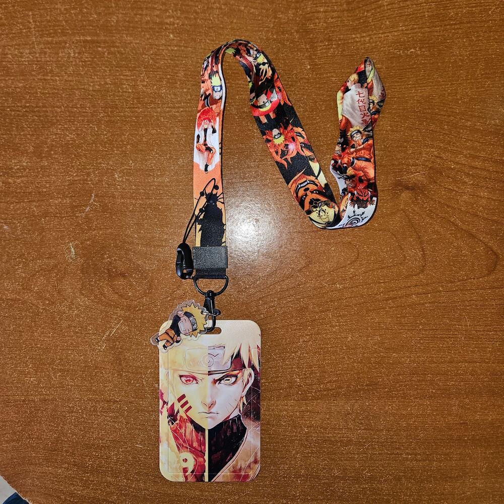 Naruto Uzumaki Nine-Tails Lanyard with Badge Holder & Chibi Charm